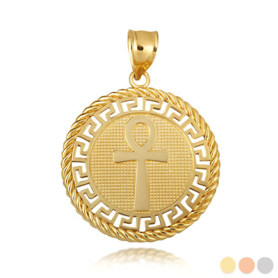 Gold Alt Ägyptisch Ankh Amulett Griechisch Schlüssel Seil Münze Anhänger Halskette