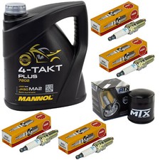 Set für BMW K 1200 GT LT RS K1200 1997-2009 Inspektion Öl 4L Ölfilter Zündkerzen