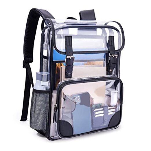 Clear Backpack Heavy Duty Large Clear Backpacks for School Transparent Black