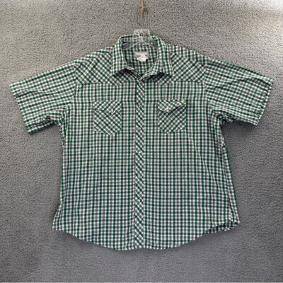 Wranger Wrancher Pearl Snap Button Up Shirt Plaid Cowboy Western Rodeo Men's XXL