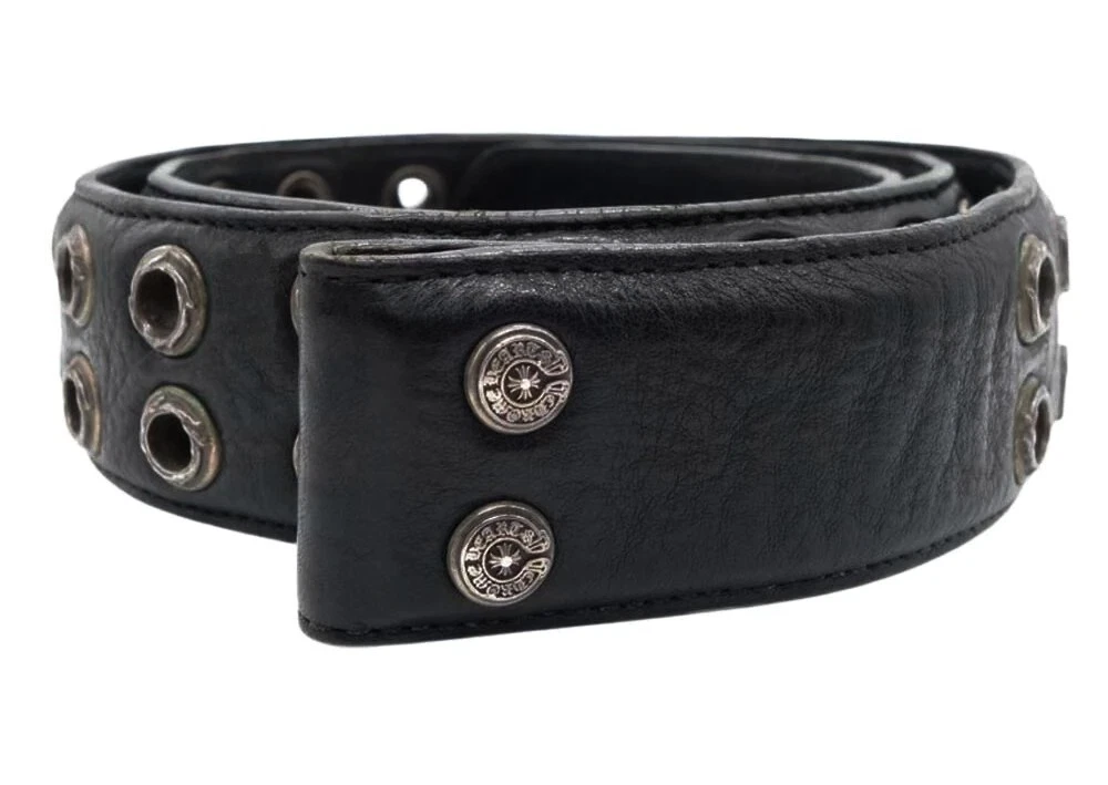 Mens Silver Belt Black Leather