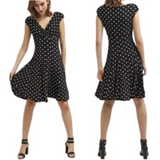 Lauren Ralph Lauren Dress Women's 12P Sleeveless Pullover V Neck Polka Dots