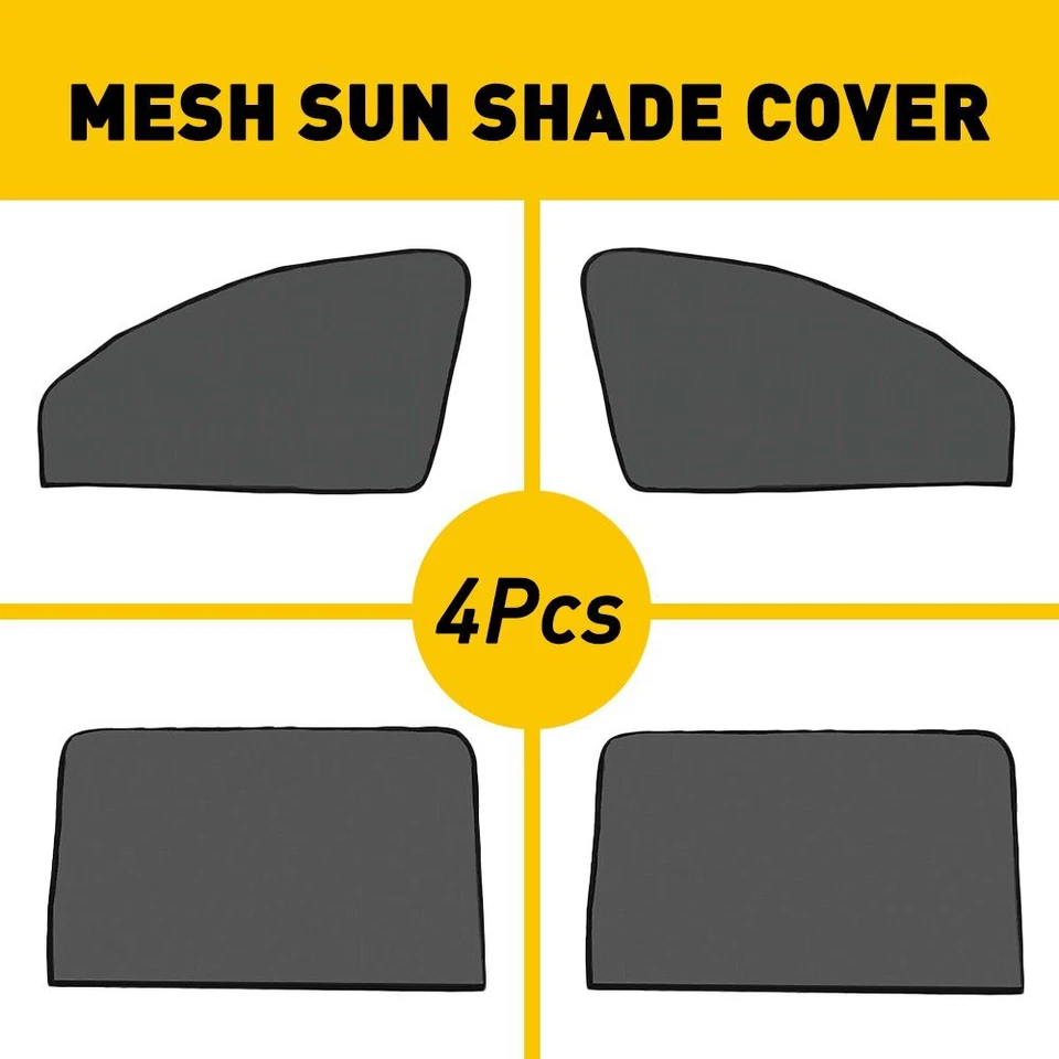 4X Magnetic Car Side Window Sun Cover Shade Mesh Shield UV Protection Black Dark - Image 2 of 4