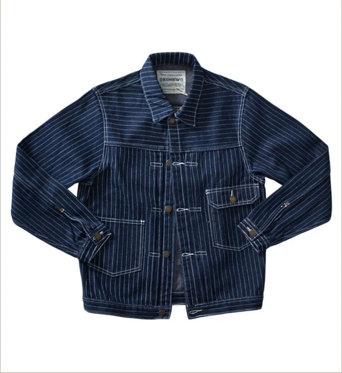 Okonkwo Amekaji Pleated Workwear Denim Wabash Striped Type I Okonkwo Amekaji Pleated Workwear Denim Wabash Striped Type I