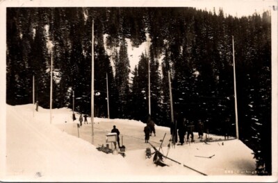 1946 Families at Forest Curling Rink at Are Sweden Vintage Real Photo Postcard