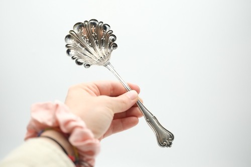 Antique sugar sifter spoon 19th century XIX - Picture 7 of 13