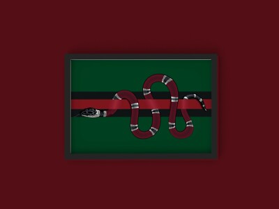 Gucci Red King Snake A4 Poster Druck Deko Geschenk Wandbild