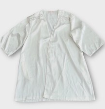 Vintage Oscar de la Renta Women’s Robe Pink Label Embroidered Silky Ivory