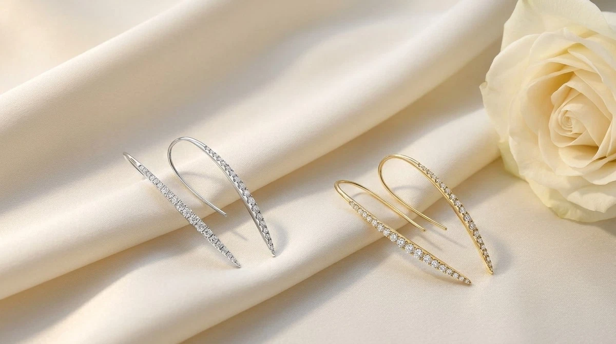 Solid 14K Yellow Gold Natural Diamond Hook Earrings 0.58 ct tw G SI1 Women's