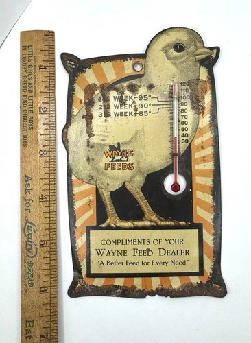 Vintage Wayne Feeds Tin Metal Sign Chicken Farm Advertising antique feed seed