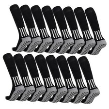 8 Pair Grip Soccer Socks for Men, Knee Socks Non Slip Grip Pads for 6-11 Black