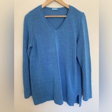 J McLaughlin Sweater Knit Womens Large V Neck Long Sleeve Pullover Sky Blue