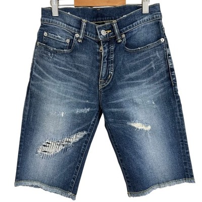 AKM Stretch Crush Denim 9oz Stretch Short Denim Size Small Indigo Blue mens USED