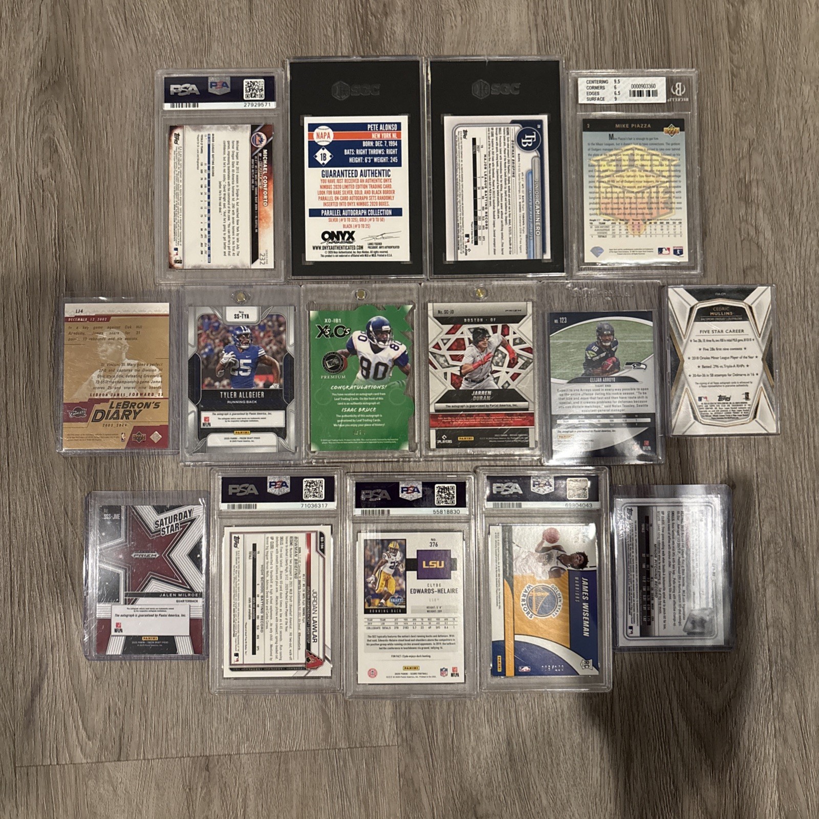HUGE 15 CARD LOT NFL MLB NBA LEBRON RC ALONSO AUTO PSA SGC BGS TOPPS PANINI ETC view 2