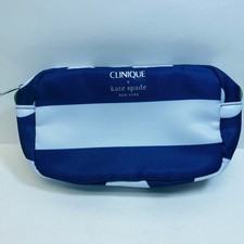 CLINIQUE x Kate Spade Navy Makeup Cosmetic Bag Travel Toiletry Pouch Stripes