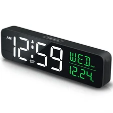 Large Display Digital Alarm Clock for Bedrooms, Date Day of Week Calendar Des...