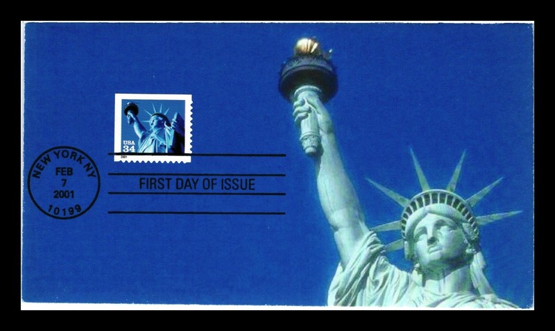 USA 2001 FIRST DAY COVER STATUE OF LIBERTY USPS 34 BLUE CACHET FDC