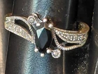 Vtg Avon Art Deco Sterling Silver Black Onyx Marquise Marcasite Womens Ring Sz 9