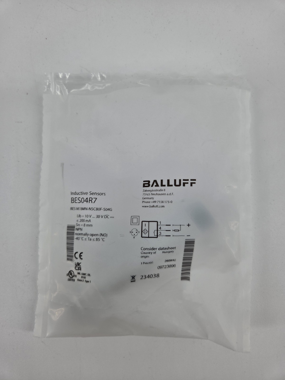 Balluff BES04R7 Inductive Sensor. New And Factory Sealed