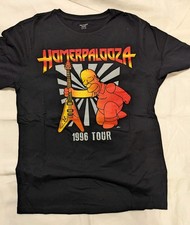 Homer Simpson Homerpalooza T-Shirt Black Medium 1996 Guitar Simpsons Tee