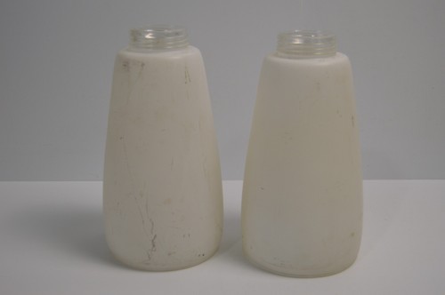 2 Vintage MCM White Pole Lamp Shades 8.25" Long with Threaded 2" Fitter Glass - Picture 5 of 24