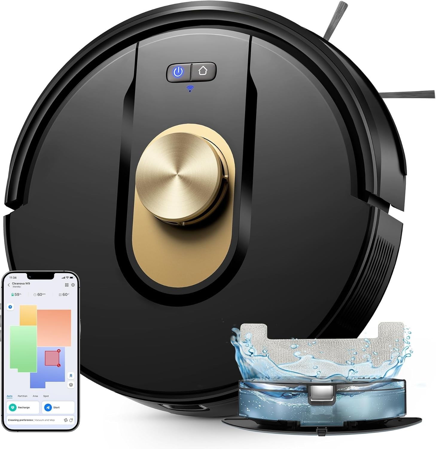 Vexilar W9 Robot Vacuum Cleaner with Mop, 8000Pa LiDAR Navigation, App Control,