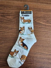 Women's Size Medium (6-11) For Bare Feet Corgi Socks-NWT