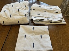 Nautica Twin XL 3-pc Sheet Set Blue Striped with Whales NEW