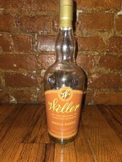 empty weller single barrel bourbon bottle