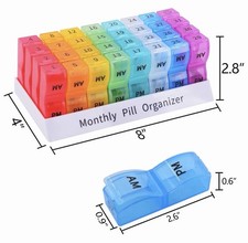 Monthly Pill Organizer Pill Case Box Pill Holder One month 2 Times a Day AM PM