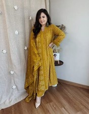 Yellow Salwar Kameez Readymade Women Kurta Palazzo Designer Dupatta Christmas