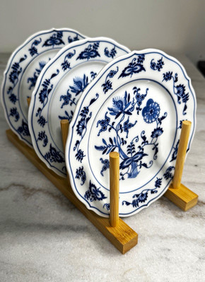 Blue Danube Blue & White Floral Porcelain Salad Plates Set of 3 Japan