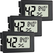 Indoor Hygrometer Thermometers 3 Pack Humidity Meters Gauge Mini Black
