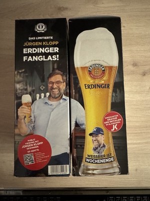 2x Erdinger Weizenbier Glas limitiertes Jürgen Klopp Fan Bierglas Weißbier OVP