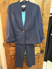 Le Suit Women s Navy Pantsuit With Aqua Polka Dots Sz 18W With Matching Shell