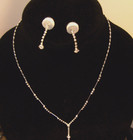 Wedding Necklace Set Silver Tone Y Shaped Rhinestone Crystal Necklace & Earrings — photo 6