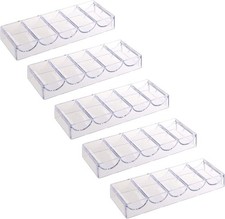 POFET 5pcs Acrylic Poker Chips Tray 100 Chips Storage Case for Party Home Casin