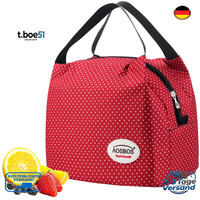KüHltasche Damen ReißVerschluss 8,5L Punkt Rot Isoliertasche Lunchbag