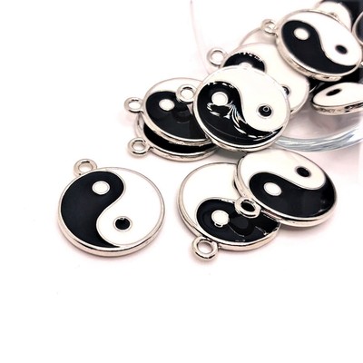 Enamel Yin Yang Charms, 22x18mm - US Seller