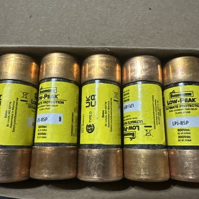 Cooper Bussmann LPJ-8SP 8 Amp 600 Vac Dual-Element Time Delay Box Of 10 (NIB)