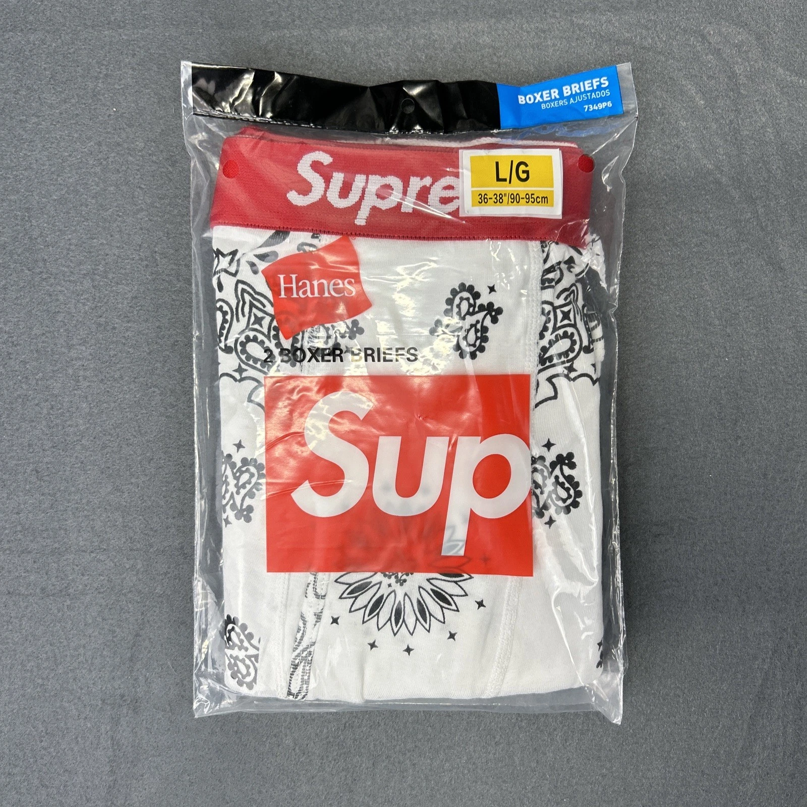 Lot de 2 boxers Supreme taille L logo bandana sous vêtement Hanes neuf authentique