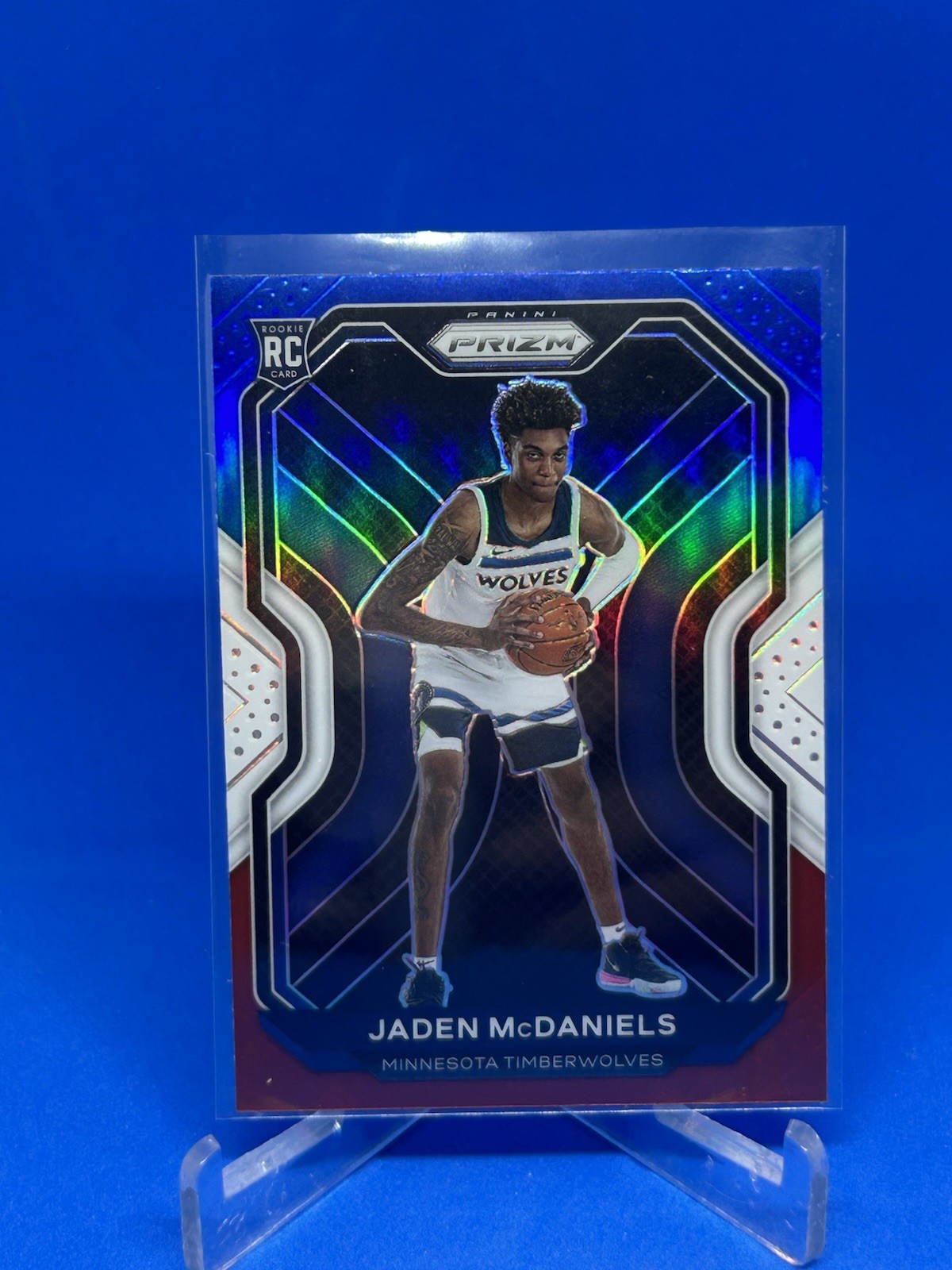 2020-21 Panini Prizm #277 Jaden McDaniels Red White Blue Rookie Timberwolves