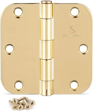 24 Pack of 3.5" Polished Brass Interior Door Hinges with 5/8" Radius