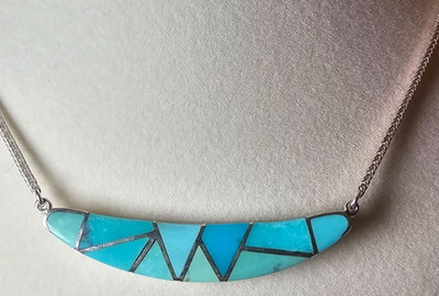 STERLING SILVER*INLAY TURQUOISE NECKLACE*JAY KING*MINE FINDS*DESERT TRADING CO*