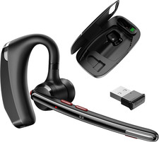 Bluetooth Headset V5.3, Wireless Headset with Dual Noise-Canceling Mics, Portabl