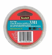 Scotch Aluminum Foil Tape 3311 Silver, 2 in x 10 yd 3.6 mil