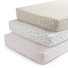 Delta Children Fitted Crib Sheets for Girls and Boys - Pack of 3, Pink Floral