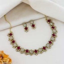 Indian Bollywood Gold Plated Kundan Choker Bridal Necklace Earrings Jewelry Set
