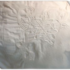 Vintage Romantic Crisp White Heavy Cotton Pillow Sham Embroidered 28x20 Cottage