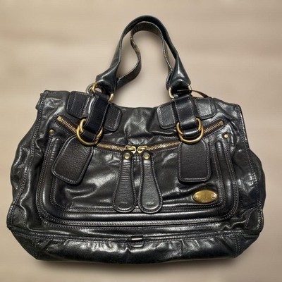 Extremely rare, mint condition Chloe Bay handbag in black sheepskin leather, Y2K
